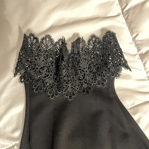 Black Lace Halter Mini Dress Size Small Fairy Grunge Gothic Bodycon Witchy Party - Picture 11 of 11